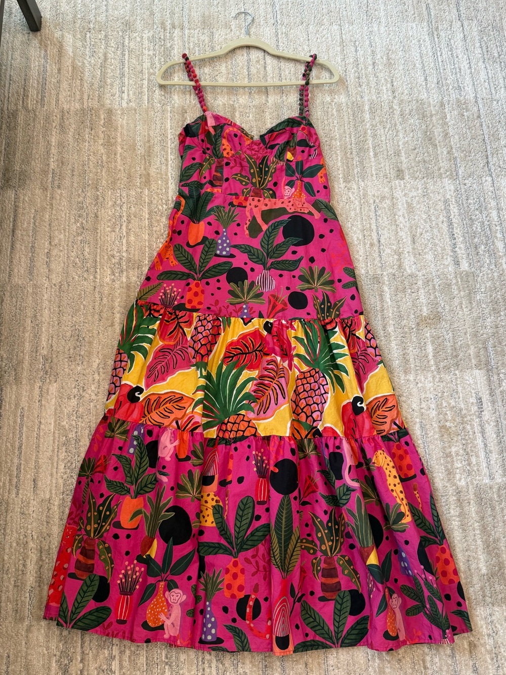FARM Rio Pink Tropical Pineapple Maxi Dress